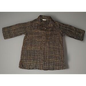 ULLA POPKEN 12/14 Relaxed Pink & Gray Plaid Tweed Jacket Blazer